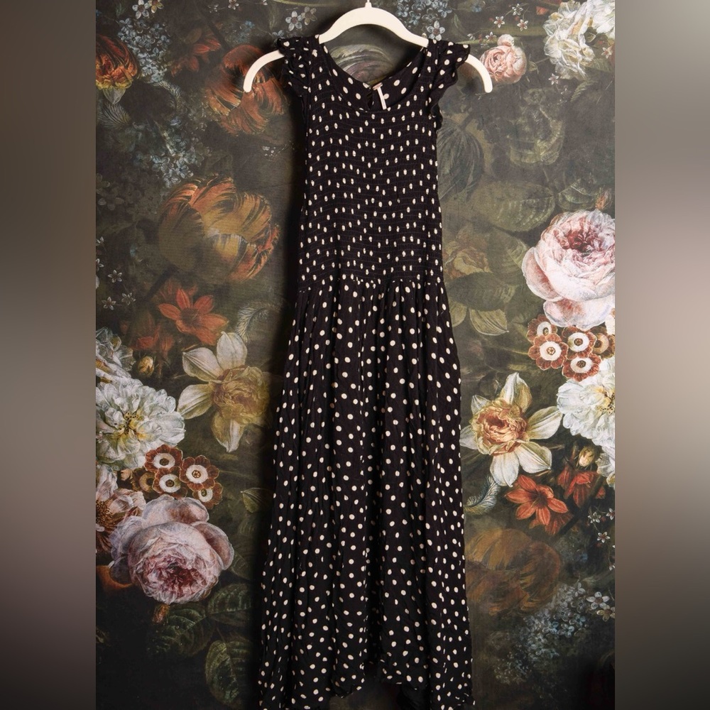 Free People black/white polka dot maxi dress size S